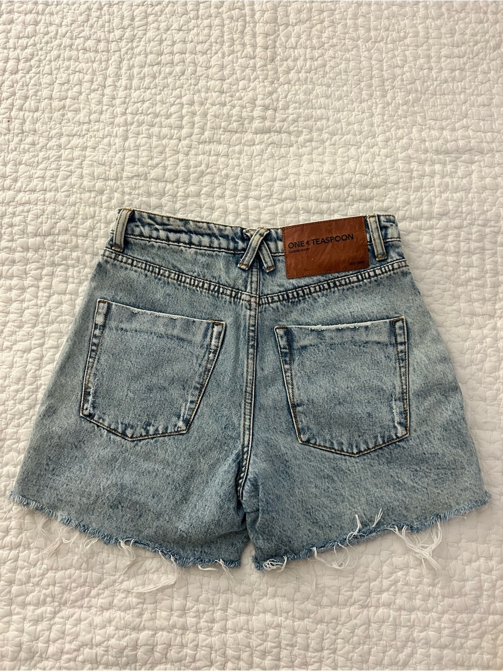 One Teaspoon Faded Light Blue High-Rise Cutoff Denim Shorts